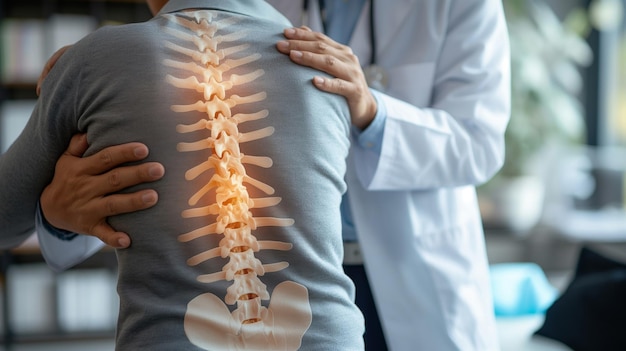 chiropractor adjusting a patients spine to alleviate back pain