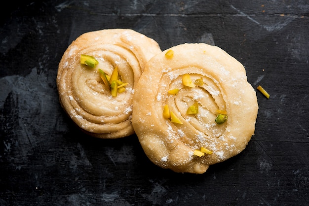 Chirote or Chiroti is a sweet dish from Karnataka and Maharashtra. Served in a plate as a dessert on Festivals or wedding. Selective focus