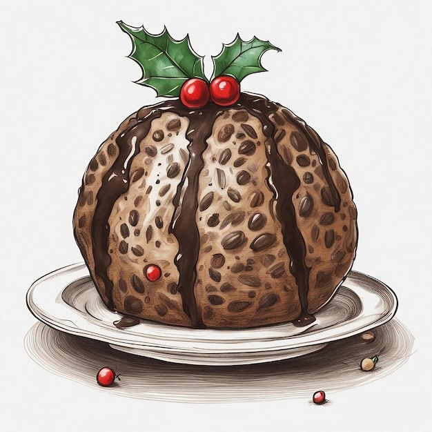 A chirstmas pudding on plate