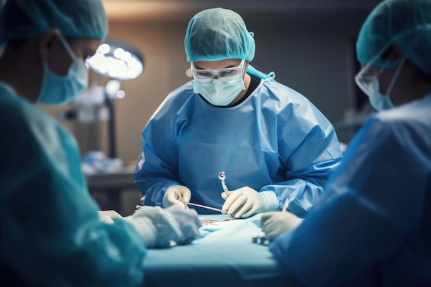 Chirurgenteam voert chirurgische ingreep uit in operatiekamer Artsen werken in het ziekenhuis