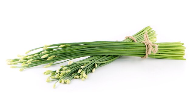 Chives flower or Chinese Chive isolated on white background