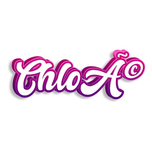 Chlo typography 3d design yellow pink white background photo jpg