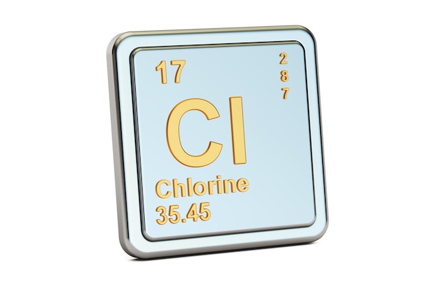 Chloor Cl chemisch element teken 3D weergave