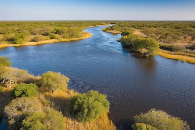 Photo chobe river landscape view from caprivi strip on namibia botswana border africa chobe national park