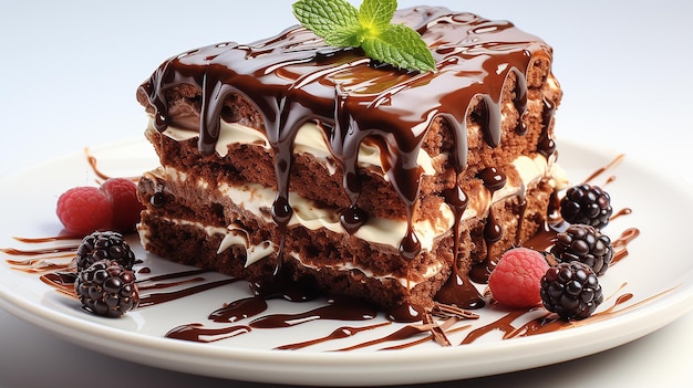 шоколадный торт белый фон с высоким разрешением