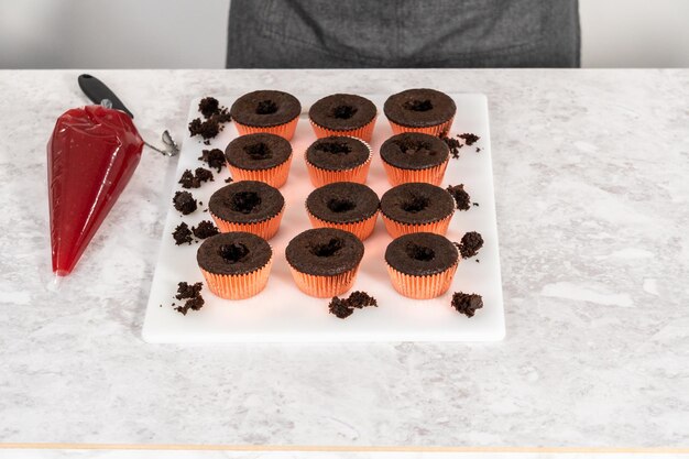 Chocolade aardbeien cupcakes