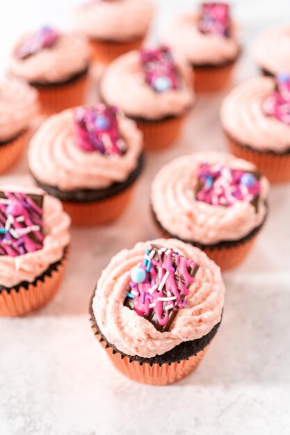 Chocolade aardbeien cupcakes