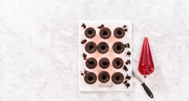 Chocolade aardbeien cupcakes