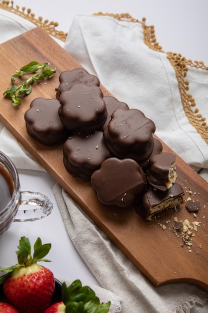 Chocolade alfajores gevulde koekjes Argentijnse Peruaanse zoete dessert eten