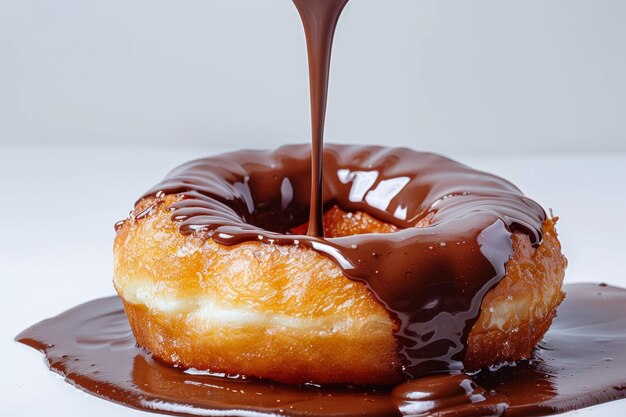 Chocolade bedekte donut met chocolade