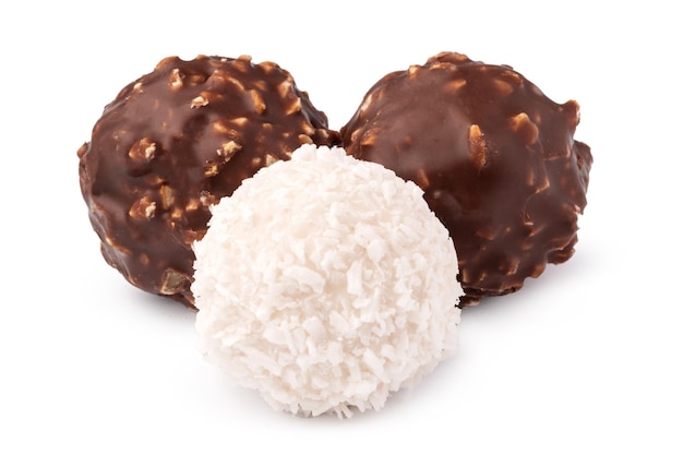 Chocolade Belgische snoep geïsoleerd op witte achtergrond