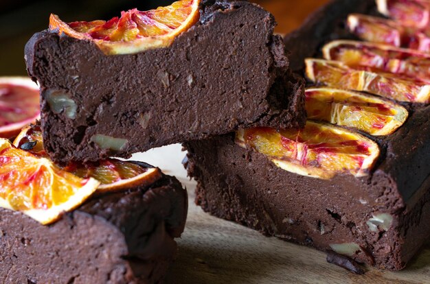 Chocolade brownie met bloedsinaasappel