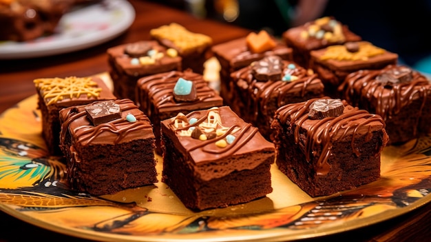 chocolade brownie taart op houten achtergrond