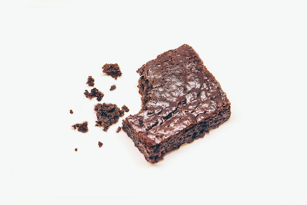 Chocolade brownie. Zelfgemaakt bakken. Selectieve aandacht. Voedsel.