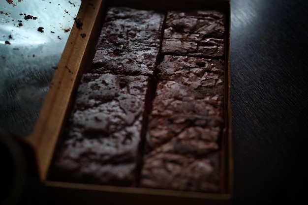 Chocolade Brownies in bruine papieren verpakking