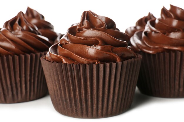 Chocolade cupcakes op wit