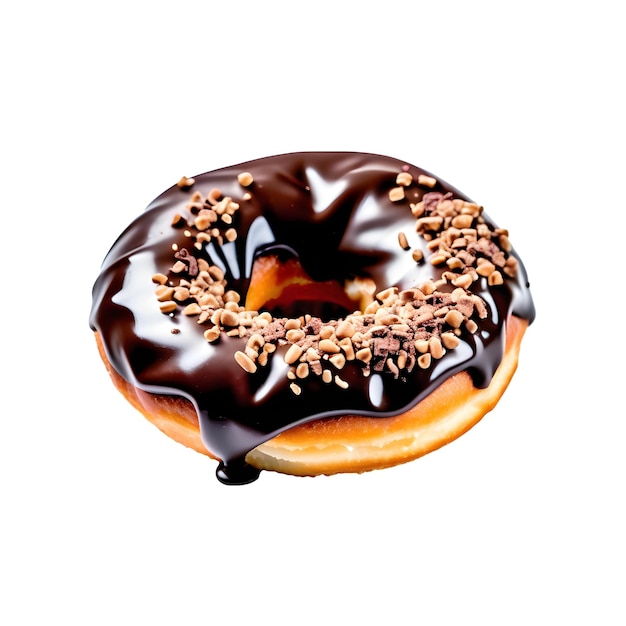 Chocolade Delicious Donut met frosting op een witte achtergrond