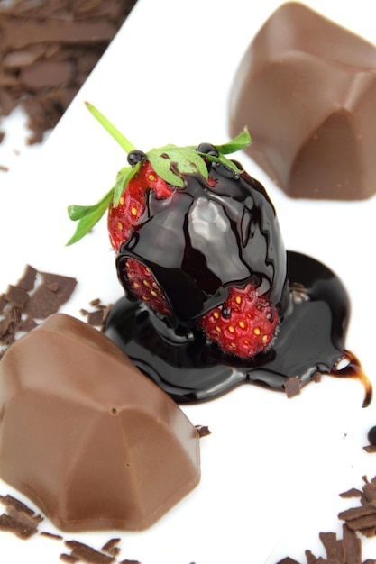 Chocolade en aardbei