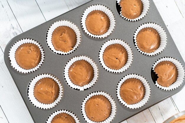 Foto chocolade frambozen cupcakes