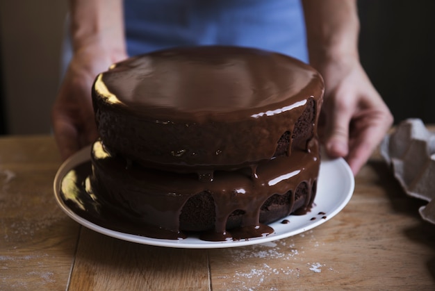 Chocolade fudge cake fotografie recept idee