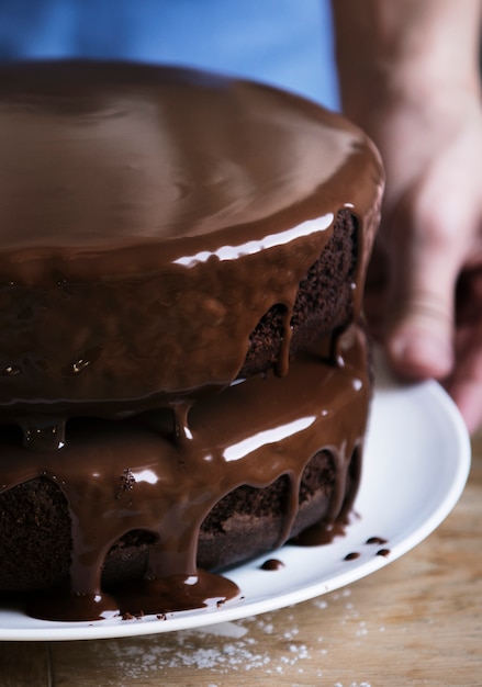 Chocolade fudge cake fotografie recept idee