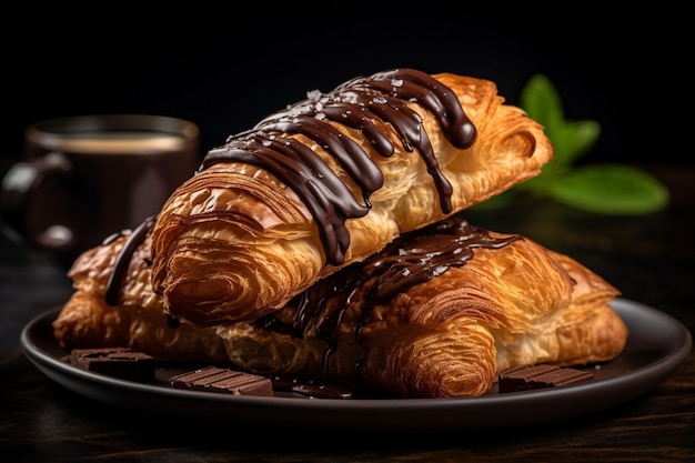 Chocolade gebak croissant