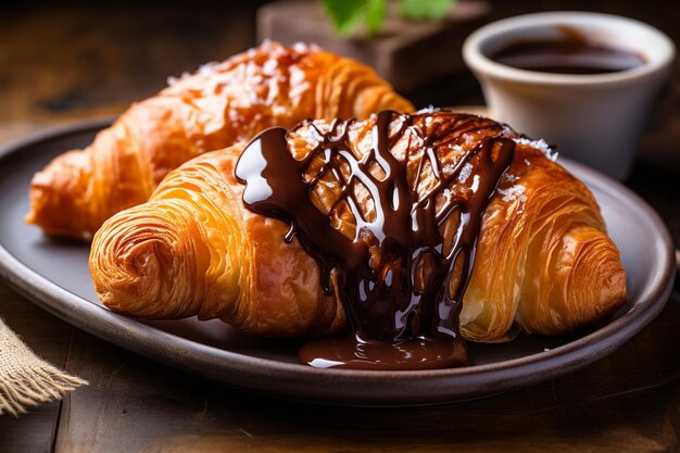 Chocolade gebak croissant