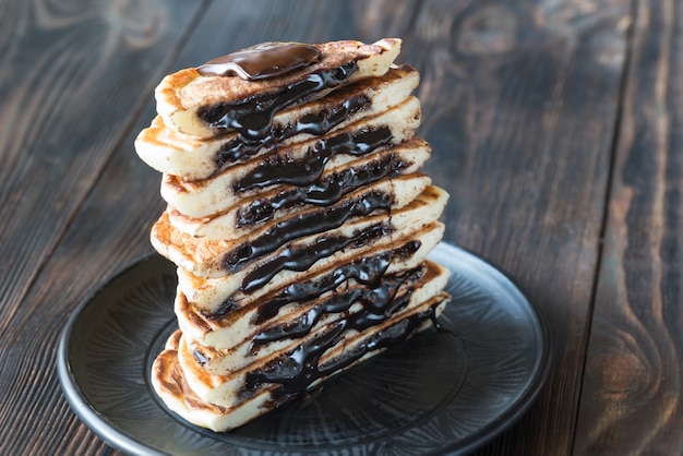 Chocolade gevulde pannenkoeken