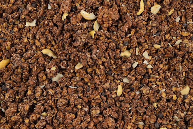 Chocolade granola achtergrond