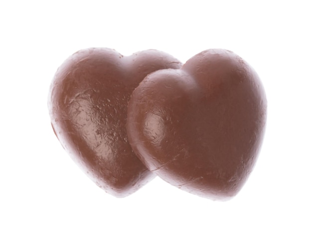 Foto chocolade hart geïsoleerd op een witte achtergrond
