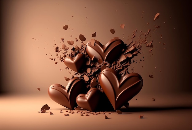 Chocolade hart romantische cadeau achtergrond Generatieve ai