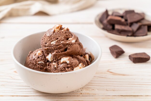 chocolade-ijs met marshmallows