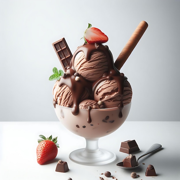 chocolade-ijs witte achtergrondafbeelding