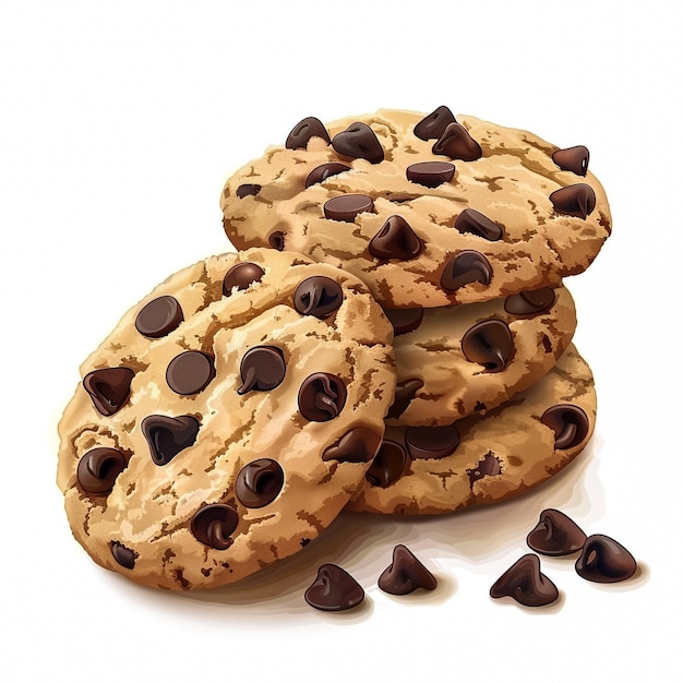 Chocolade koekjes op een witte linnen servet op een houten tafel Chocolade chip koekjes opgenomen op koffie gekleurde doek close-up