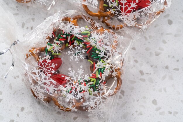 Foto chocolade krakeling kerstkrans