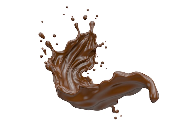 chocolade kromme spatten isoleren op witte achtergrond 3d render