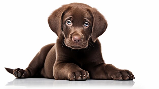 Chocolade Labrador Puppy geïsoleerd op transparante achtergrond