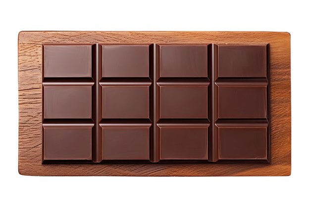 Chocolade op snijplank geïsoleerd op witte achtergrond van bovenaf