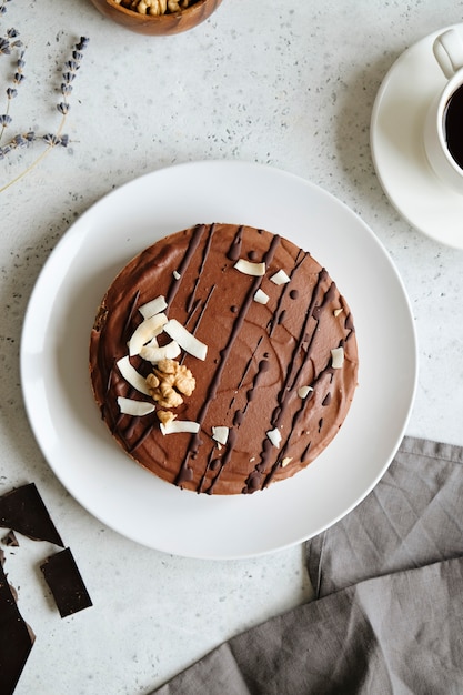 Chocolade rauwe vegan cake