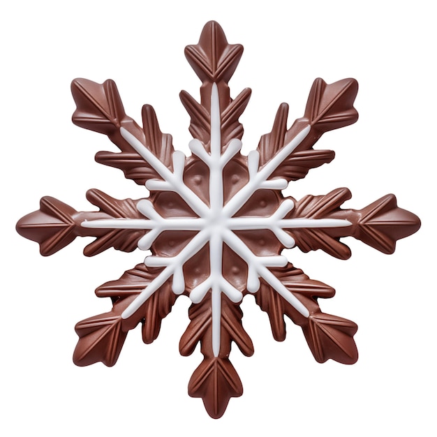 Chocolade sneeuwvlokje uitgeknipt op een witte of transparante achtergrond kerstcandy concept Een ontwerpelement dat in een ontwerp of project moet worden ingevoegd