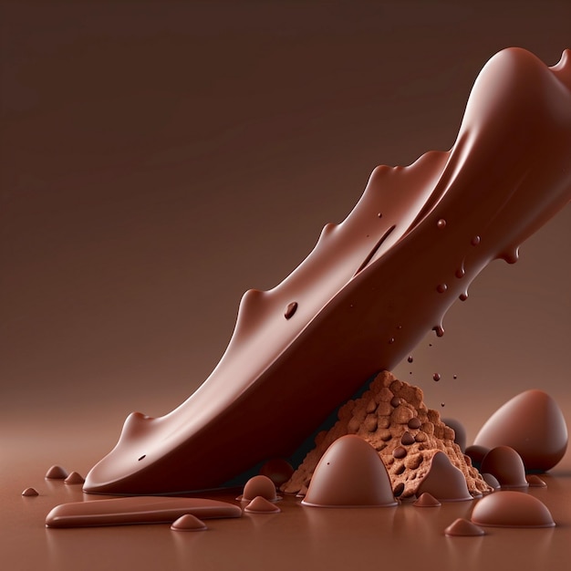 Chocolade splash achtergrond gegenereerd Ai