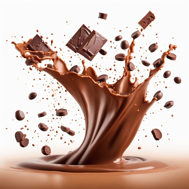 Chocolade splash render Gegenereerd met AI