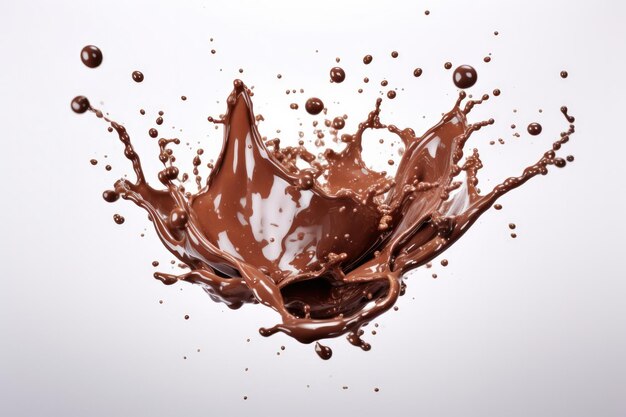 Chocolade splash voorraad geïsoleerd op een witte achtergrond