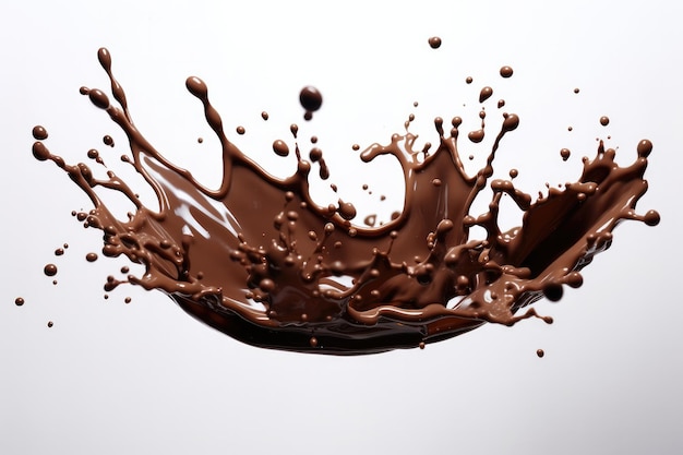 Chocolade splash voorraad geïsoleerd op een witte achtergrond