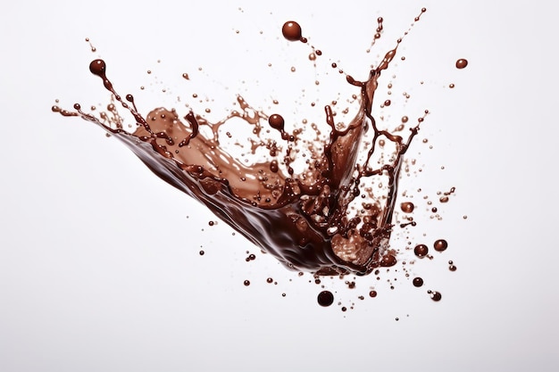 Chocolade splash voorraad geïsoleerd op een witte achtergrond