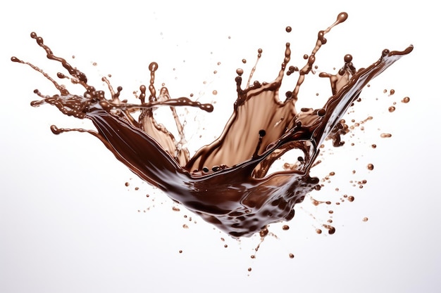 Chocolade splash voorraad geïsoleerd op een witte achtergrond