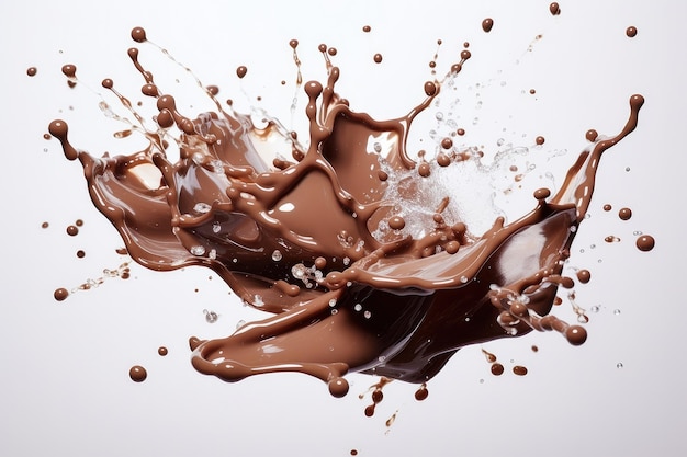 Chocolade splash voorraad geïsoleerd op een witte achtergrond