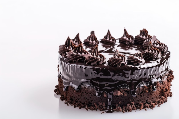 Foto chocolade taart geïsoleerd op witte achtergrond