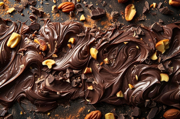 chocolade textuur met wervelingen en noten