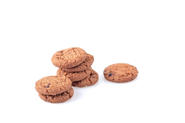 Chocolade zachte koekjes brownies geïsoleerd op een witte achtergrond